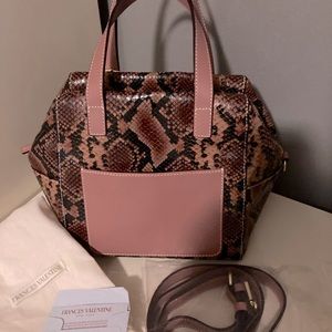 Frances Valentine Sabrina Snake Embossed Leather Satchel.